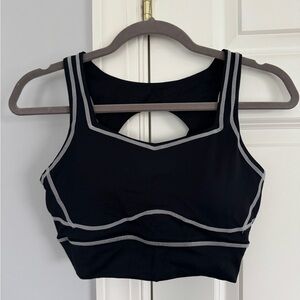 BuffBunny Black Sports Bra with White Trim